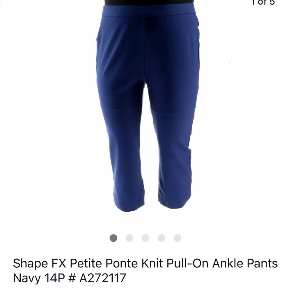 Shape FX Petite Ponte Pull-On Ankle Pants Navy 14P